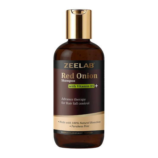 Zeelab Red Onion Shampoo with Vitamin B5 for Hair Fall Control | Strengthening & Nourishing Shampoo for Weak, Dry & Dull Hair | Scalp Cleansing & Moisturising Hair Care Shampoo 300ml