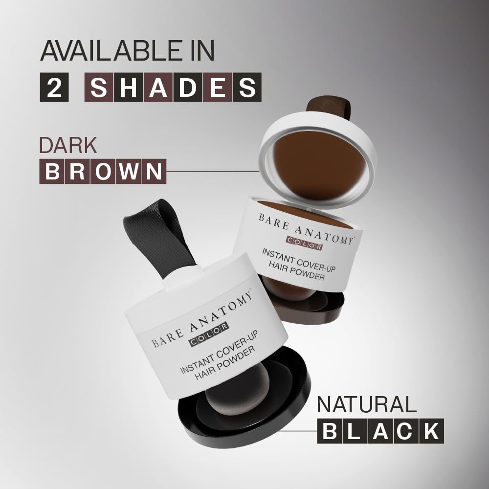 Bare Anatomy Instant Cover-Up Hair Powder | 100% Instant Grey Coverage | Seamless Natural Finish | Gentle, Non-Drying Formula | Black Color | 4gm