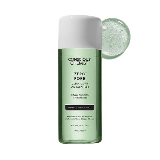 Conscious ChemistÂ® Zero Pore Ultra Light Oil Cleanser | 50ml | Pore Cleansing & Oil Control Face Cleanser with LHA, Niacinamide & Panthenol | Unclogs Pores, Refines Texture | For Men & Women, All Skin Types