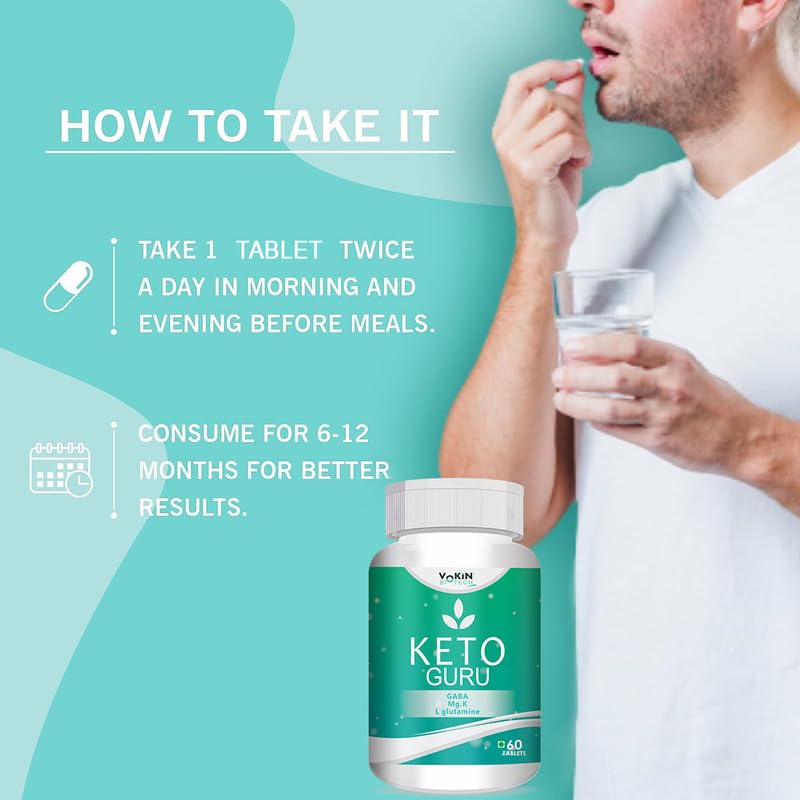 Vokin Biotech Keto Guru 60 Tablets Supplement for Weight Management, Fat Burner, Appetite Suppressant- Pack of 1