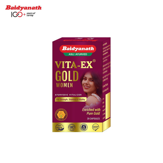 Baidyanath Vita Ex Gold Women - 20 Capsules| Made with Pure Shilajit & Shatavari |Boosts Stamina, Desire & Sensitivity in Women