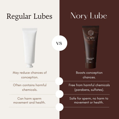 Nory First Fertility Friendly Personal Water Based Lube (100gm) Organic, Non-Staining Aloe Vera Lubricant Gel for Privacy, Natural Luber for Men & Women