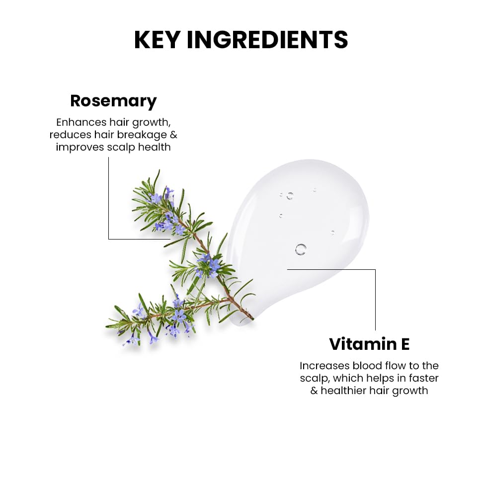 ThriveCo Rosemary Essential Oil | Helps Promote Hair Growth & Control Hair Fall | 100% Pure & Organic | With Vitamin E | Strengthens Hair & Supports Scalp Health | For Men & Women | 15 ml