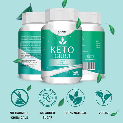 Vokin Biotech Keto Guru 60 Tablets Supplement for Weight Management, Fat Burner, Appetite Suppressant- Pack of 1