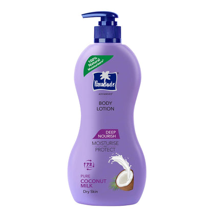 Parachute Advansed Deep Nourish Body Lotion for Women & Men, Dry Skin, 400ml | Pure Coconut Milk, 100% Natural, 72h Moisturisation