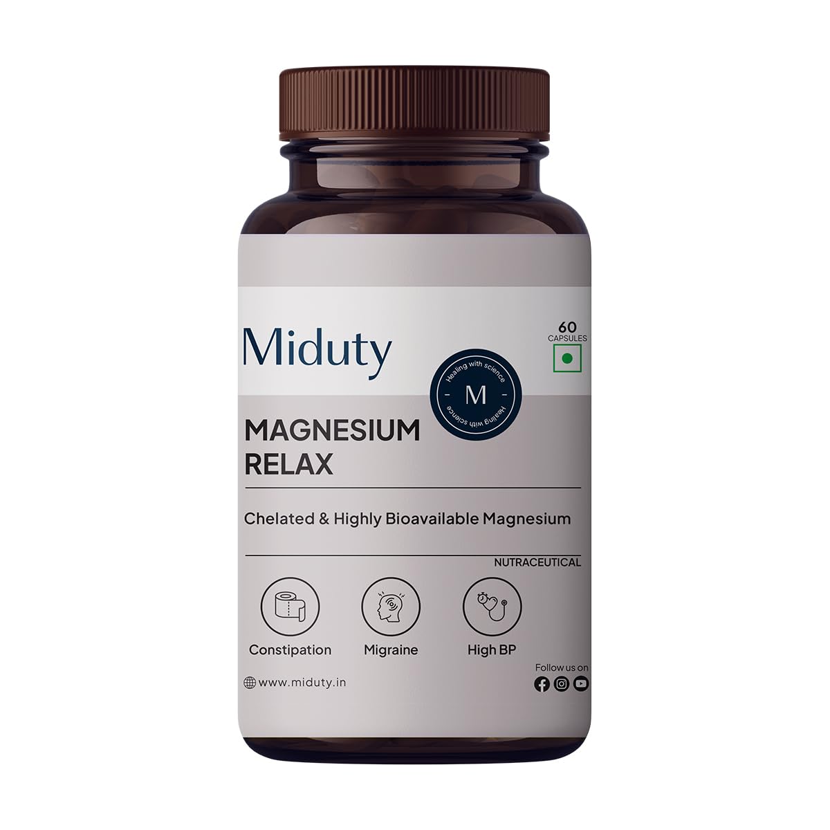 Miduty Palak Notes Magnesium Relax Supplement Tablets - Best Magnesium Bis glycinate For Men and Women- Magnesium Oxide Vitamin B6 B5 - Leg cramps - Muscle Cramp-Migraine -Good Sleep-60 Capsules
