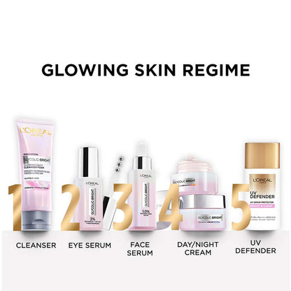 L'Oreal Paris Glycolic Bright Glowing Night Cream, Overnight Brightening Cream, Glycolic Acid in Gel-Like Cream Texture, that Visbily Minimizes Spots & Reveals Glowing skin