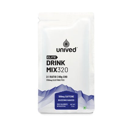 Unived Elite Drink Mix 320 | High Calorie Energy Drink | 2:1 Ratio & 80g Carbohydrates with 1705mg Essential Electrolytes | Endurance Athletes Sports Drink (Buzzing Naked (100mg Caffeine))