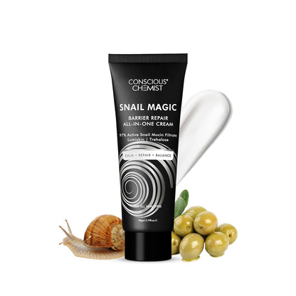Conscious ChemistÂ® Snail Mucin Moisturizer | 20g | Face Cream for Men & Women, Skin Barrier Repair Moisturizer, Daily Gel Cream with Korean Snail Mucin Extract, All Skin Type - Snail Magic