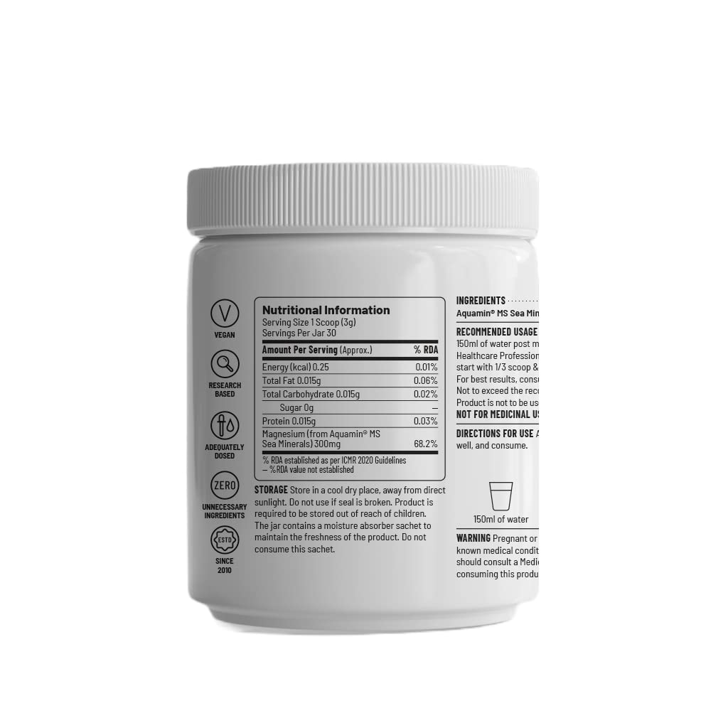 Unived Marine Magnesium, Paste Aquamin Magnesium Citrate 300Mg From Sea Water, Nerve Function, Muscle Health, Sleep And Recovery Support, 30 Servings