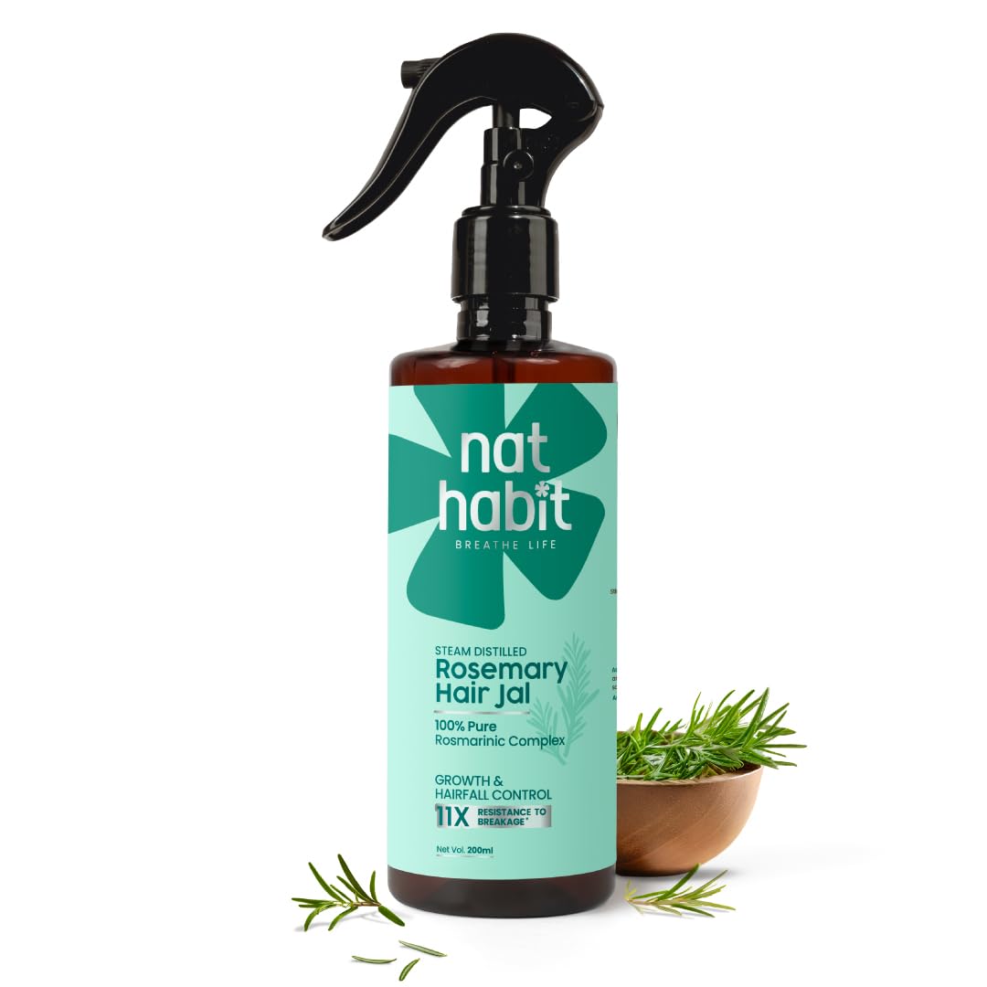 Nat Habit Rosemary Hair Jal â€“ Conditioning Spray with With Pure Rosmarinic Complex for Hair Fall Control, DHT Support & Stronger Hair, Non-Greasy Leave-In 200ml