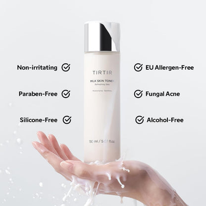 TIRTIR Milk Skin Toner 50 ml | Deep Moisturizing, Instant Glow, 2% Niacinamide, Rice Bran Extract, Ceramide, Panthenol, Cruelty-Free, Fungal Acne Friendly, Vegan, 1.69 fl.oz.