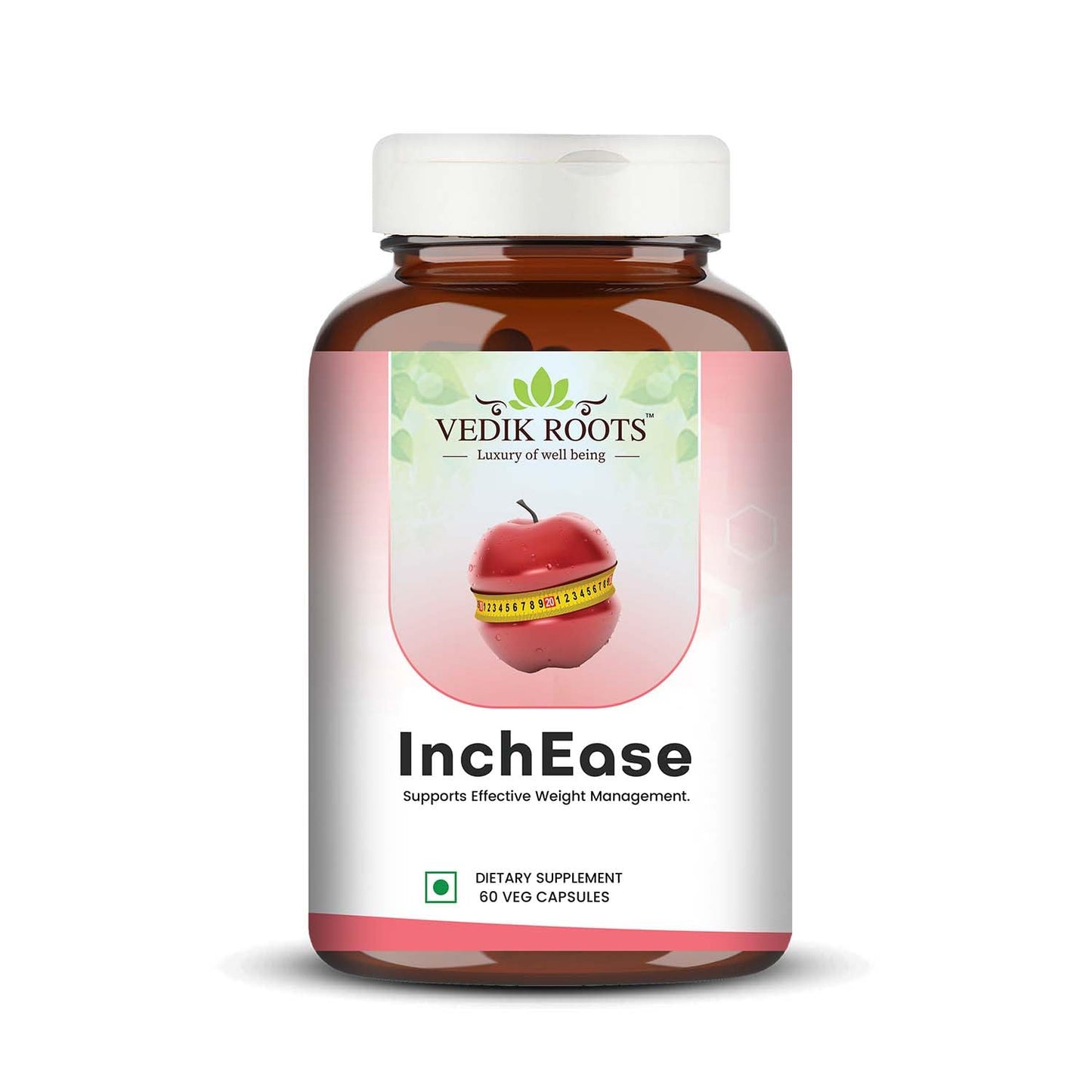 InchEase | Ayurvedic Supplement for Healthy Weight Loss Management |Fat Burners|Weight Management for Women & Men 60 Veg Capsules (Pack of 1)