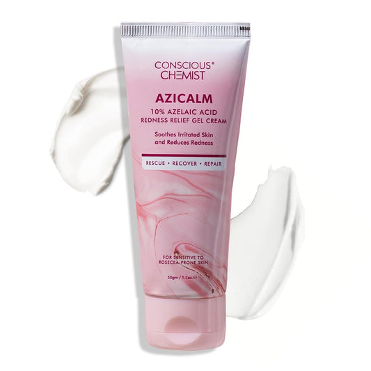 Conscious ChemistÂ® 10% Azelaic Acid Cream | 50g | Face Cream for Men & Women, Moisturizer for Acne Prone Skin, Redness Relief, Soothe Irritation & Inflammation, All Skin Types - Azicalm