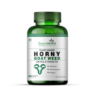 Simply Herbal Horny Goat Weed Capsules for Men & Women | With Maca Root, Tongkat Ali & Ginseng | 800mg per Serving | 60 Vegan Capsules | Energy, Vitality & Endurance Support Supplement