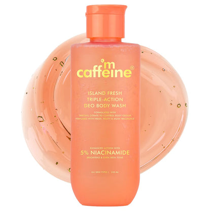 mCaffeine 5% Niacinamide, 3-in-1 Perfume Body Wash - Odour Control, & Long Lasting Musky Fragrance | Brightens & Even Tones Skin | For Men & Women (250 ml)