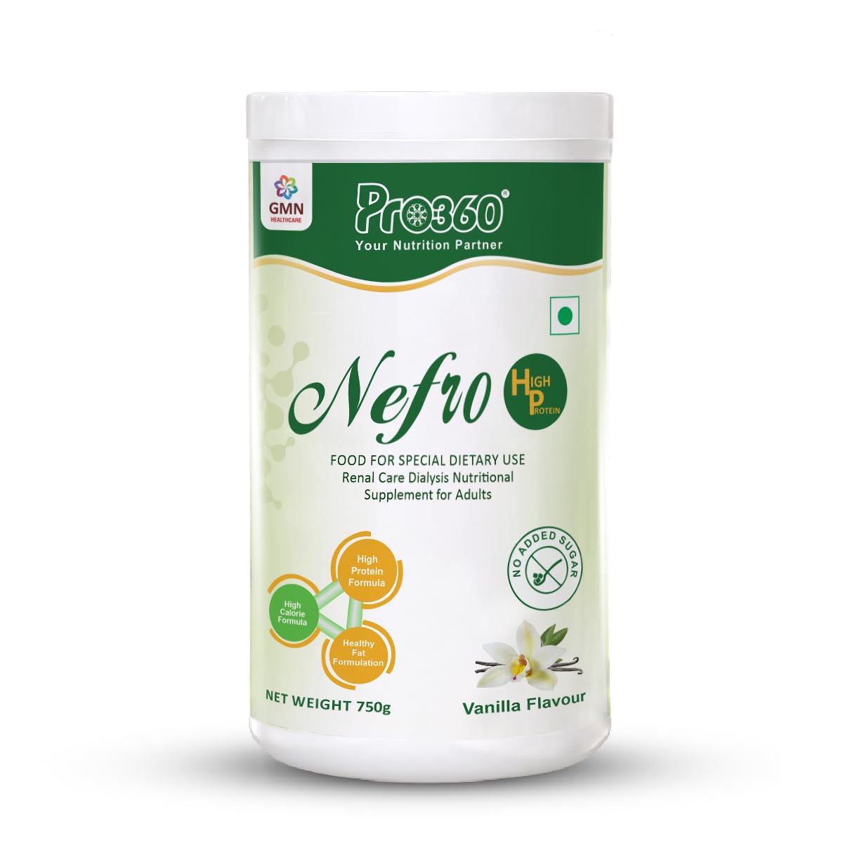 Pro360 Nefro HP Powder â€“ Vanilla Flavour, 750g â€“ High Protein Dialysis Care Nutritional Supplement for Renal Support â€“ Vanilla Protein Powder with L-Taurine, L-Carnitine & Essential Nutrients