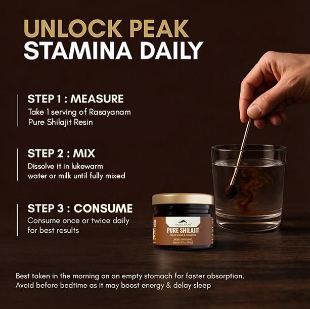 Rasayanam Pure Himalayan Shilajit Resin | Highly Purified with 75% Fulvic Acid & 80+ Trace Minerals | Supports Energy, Stamina, Strength & Recovery | 20 gm