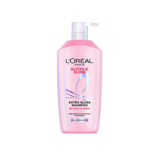 Lâ€™OrÃ©al Paris Glycolic Gloss Shine Boosting Shampoo, powered by 3% Glycolic Acid, for dull hair, restores hair quality for gives 3x more gloss, 800ml