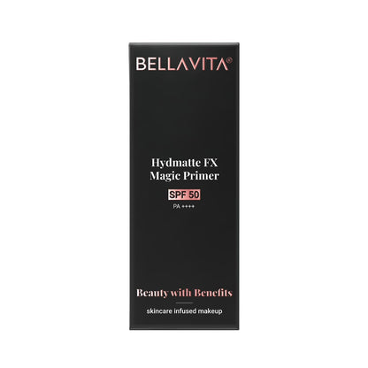 BELLAVITA Hydmatte FX Magic Primer | SPF 50 | Blurs Imperfection | Hydrates Skin | Lightweight Formula Hide Pores | Matte Finish & Oil-Control Primer | Water-Proof & Smoothening | Long-Lasting | 20gm