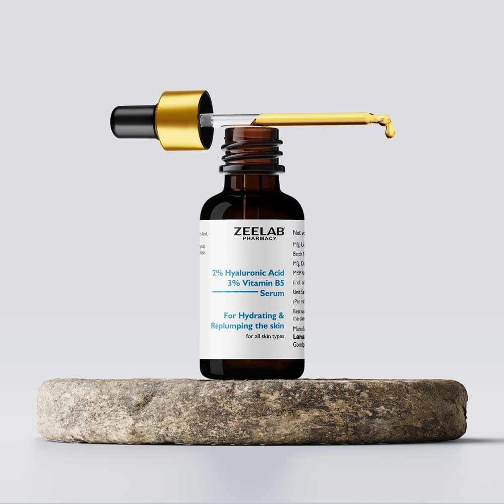 Zeelab 2% Hyaluronic Acid + 3% Vitamin B5 Face Serum â€“ Deep Hydration & Skin Repair â€“ Helps Improve Elasticity, Smoothness & Glow â€“ Lightweight, Non-Greasy Formula â€“ 30ml