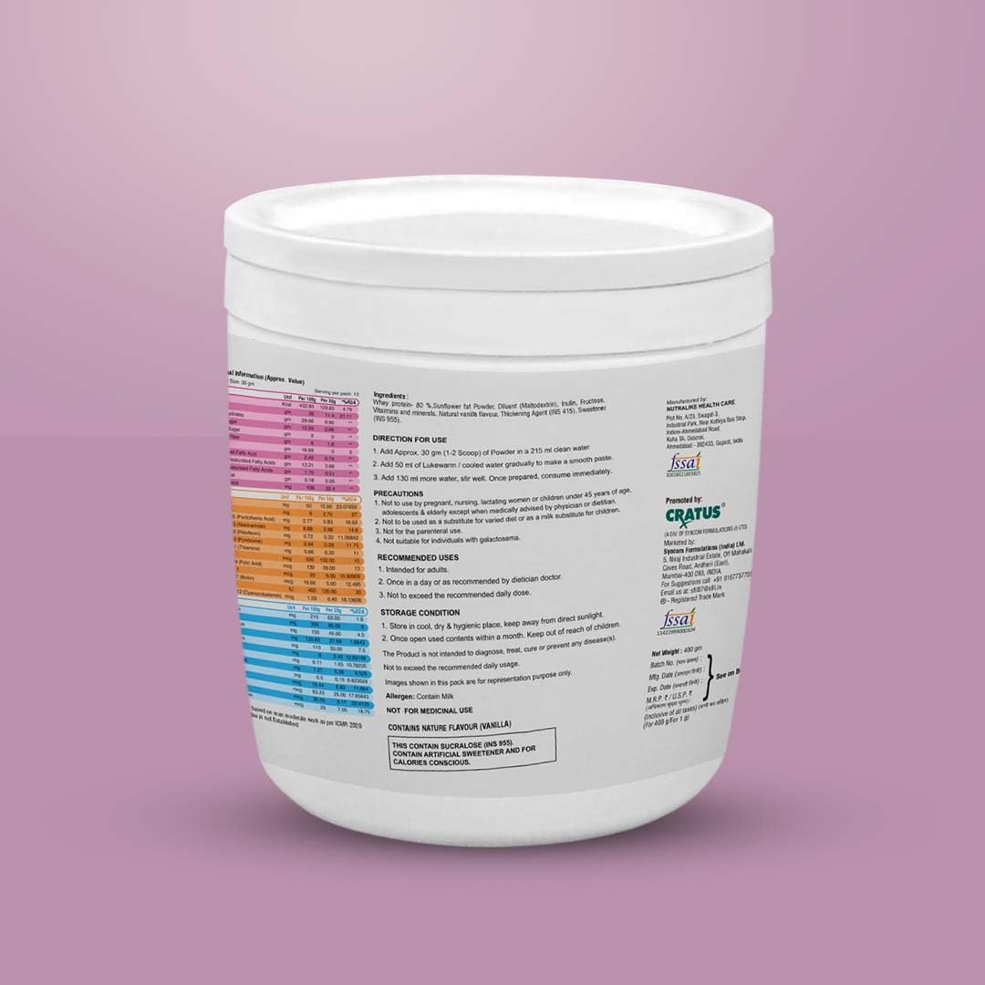Cratus Protosure 2.0 - Helps Manage Diabetes | Rich in Proteins and Calories | Easily Digestible Fats | Filled with Essential Vitamins and Minerals | Low Glycemic Index