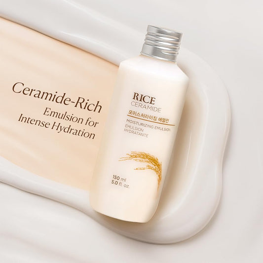 The Face Shop Rice & Ceramide Face Cream 150ml | Barrier Repair Moisturizer for Dry Skin, Intense Hydration & Strengthening | 12Hr Moisture Lock | Korean Skincare