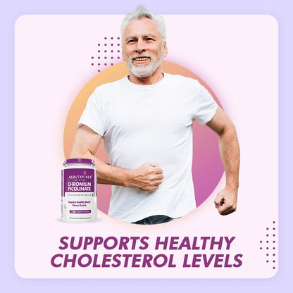 HealthyHey Nutrition Chromium Picolinate -Support Glucose Metabolism (High Absorption) 120 Capsules, Non-GMO, Gluten Free