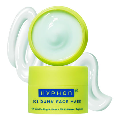 Hyphen Ice Dunk Instant Cooling Face Mask with 31% Skin Cooling Actives | 3% Caffeine - Instant Depuff, Tightening & Pore Reduction | Winter Face Care Routine | Collagen Boost Cryo Therapy Face Pack For Glowing Skin - 50 gm