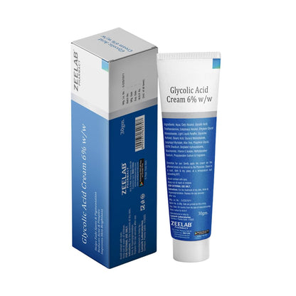 Zeelab Glycolic Acid 6% Cream for Acne, Dark Spots, Oily & Dry Skin, Acne Scars & Pigmentation â€“ Exfoliating & Brightening 6 Percent Glycolic Acid Cream for Face â€“ Dermatologist Recommended â€“ 30g