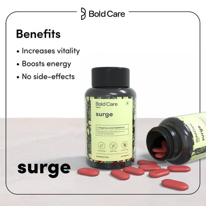 Bold Care Surge (60 Veg Tablets 1 Pack) With Mucuna, Pruriens, L-Arginine, Gokshura, Ashwagandha, Safed Musli, Shatavari | No Side Effects, Non Gmo, Plant Based