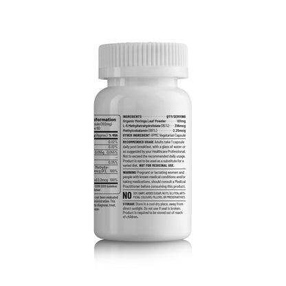 Unived Basics B12+Folate | Vitamin B12 (Methylcobalamin) with 5-MTHF BioAvailable Folate | Essential for Vegan & Vegetarians | 60 Vegan Capsules