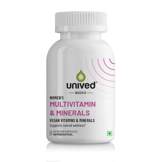 Unived Basics Multivitamin & Minerals For Women, 100% Rda Of All Vitamins With Algae Calcium & Plant-Based Vitamin D3 Plus Important Minerals, Complete Formulation For Health & Wellbeing - Capsule