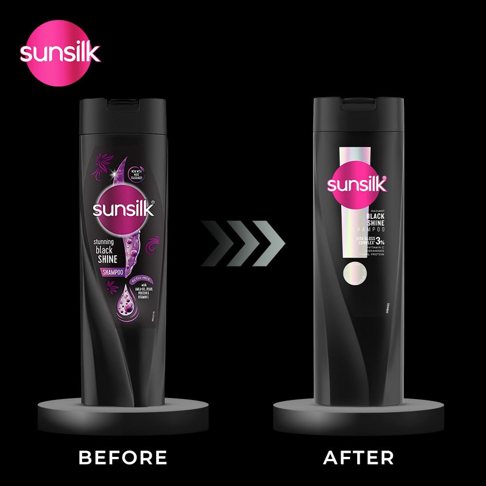 Sunsilk Stunning Black Shine Shampoo 1 L|| With Amla + Oil & Pearl Protein|| Gives Shiny|| Moisturised and Fuller Hair - Paraben Free