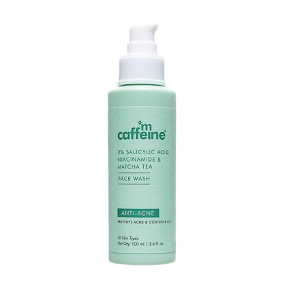 mcaffeine 2% Salicylic Acid Niacinamide & Matcha Tea Face Wash|Anti Acne Cleanser For Pimples|Suitable For Acne Prone & Oily Skin|Fights 99% Bacteria|Sulphate Free Face Wash For Women And Men-100 Ml