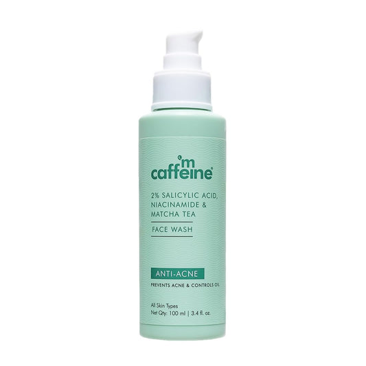 mcaffeine 2% Salicylic Acid Niacinamide & Matcha Tea Face Wash|Anti Acne Cleanser For Pimples|Suitable For Acne Prone & Oily Skin|Fights 99% Bacteria|Sulphate Free Face Wash For Women And Men-100 Ml