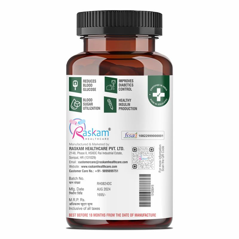 Diabetic Support Capsules | Blood Sugar & Wellness Support | 100% Vegetarian | 60 Capsules