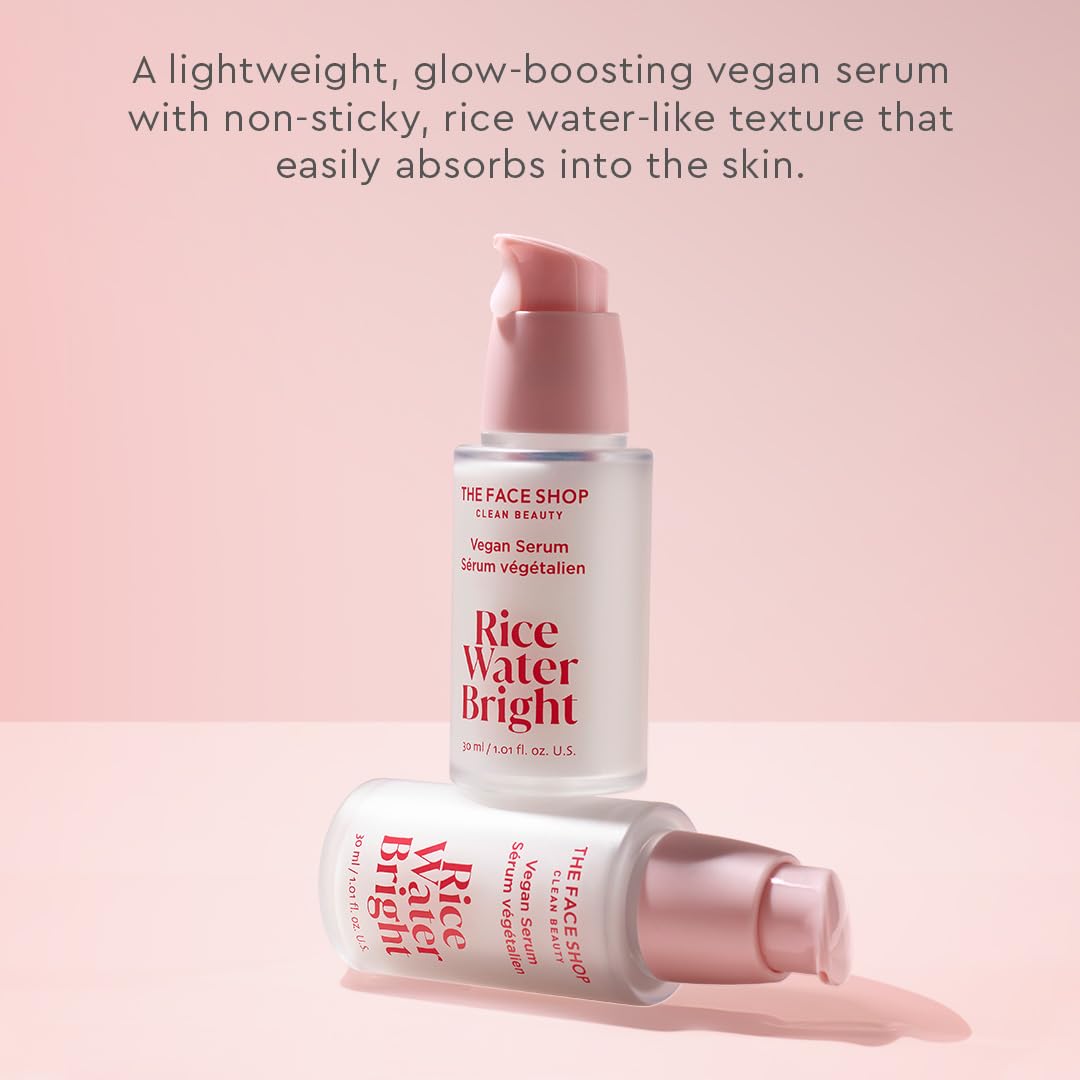 The Face Shop Rice Water Serum with Niacinamide & HA, Brightens Skin, Fades Blemishes & Acne Marks (30ml)