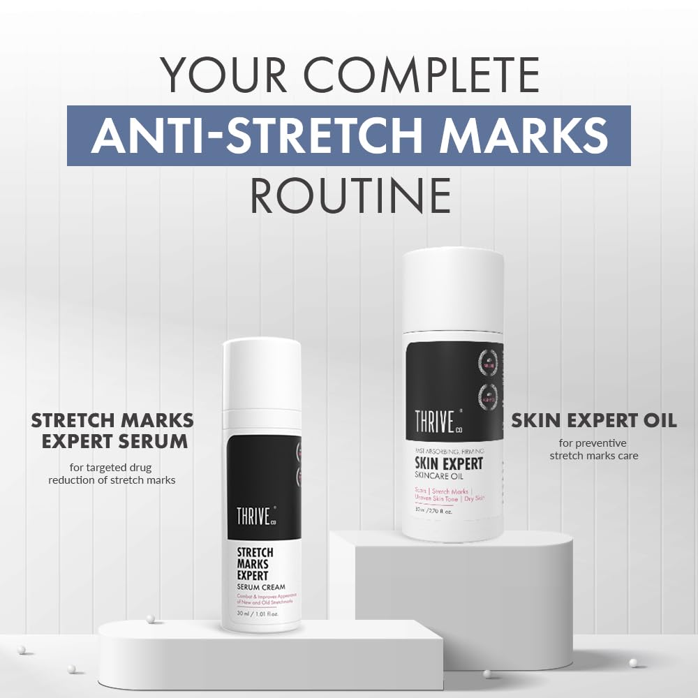 ThriveCo Stretch Marks Expert Serum Cream | Clinically Proven Treatment for New red & Old white Stretch Marks & Scars Removal | Infused with CollarevÂ®, Strioverâ„¢, Rosehip Oil | Women & Men (Stretch Marks 30ML)
