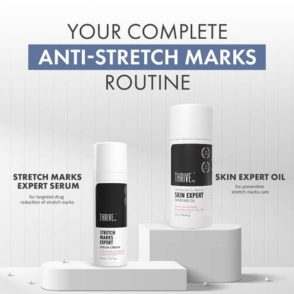 ThriveCo Stretch Marks Expert Serum Cream | Clinically Proven Treatment for New red & Old white Stretch Marks & Scars Removal | Infused with CollarevÂ®, Strioverâ„¢, Rosehip Oil | Women & Men (Stretch Marks 30ML)