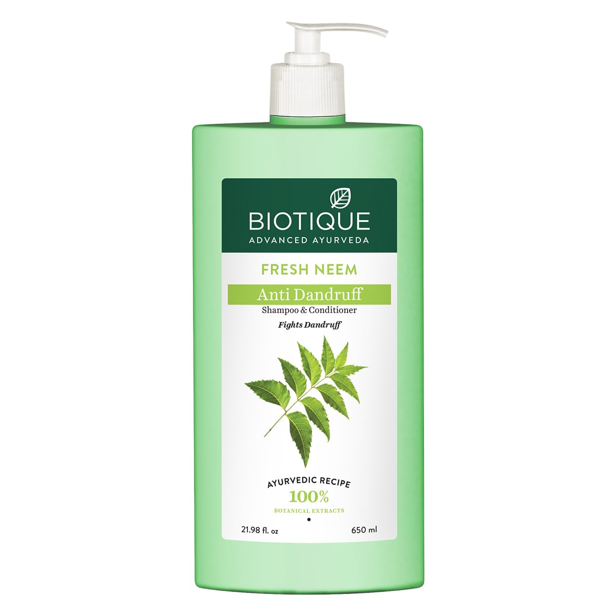 Biotique Fresh Neem Anti Dandruff Shampoo and Conditioner | Controls Dandruff | Eliminates Dryness, Flaking, and Itching | Hair Looks Fresh and Lustrous |Suitable for All Skin Types | 650ml