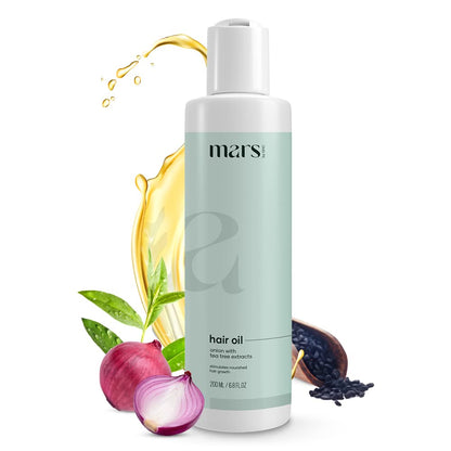 Mars by GHC Haircare Kit for Anti Hairfall and Hair Growth - Shampoo 200 ml | Hair Oil 200ml | Nourishing Shampoo With Onion and Bhringraj Oil for Stronger, Thicker Hair