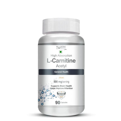 Vokin Biotech L-Carnitine Acetyl (ALCAR)- Support Brain Health- 500 mg â€“ 90 Capsules