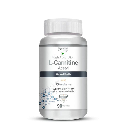 Vokin Biotech L-Carnitine Acetyl (ALCAR)- Support Brain Health- 500 mg â€“ 90 Capsules