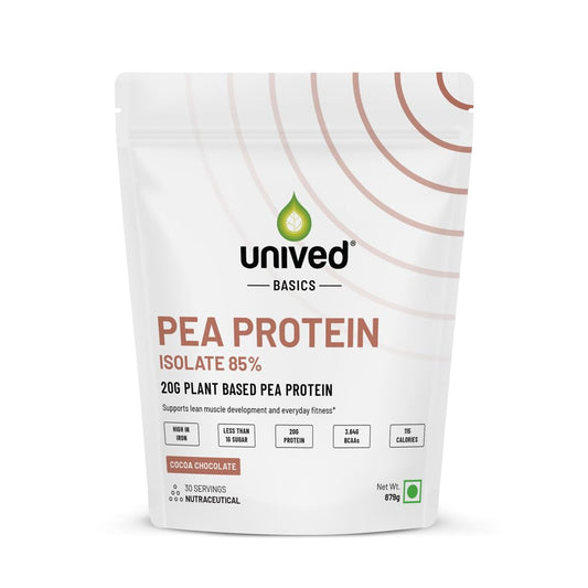 Unived Basics Protein, Pea Protein Isolate, 100% Vegan & Plant-Based, BCAAs, Amino Acid, For Lean Muscle Development, Non-GMO, Gluten & Dairy Free, Natural (Chocolate 30 Servings)