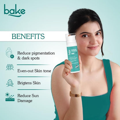 BAKE 6% Glycolic Acid Cream with Niacinamide for Pigmentation, Dark Spots & Tan Removal | Daily Brightening Cream | Improves Uneven Skin Tone & Reduces Sun Damage | For Men & Women | 30g