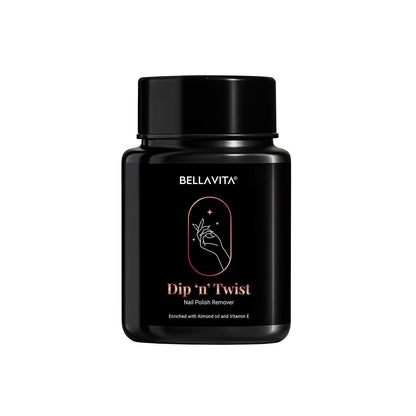 BELLAVITA Dip 'n' Twist Nail Polish Remover with Vitamin E and Almond Oil | Acetone Free Formula| Quick and Easy Removal | Gentle on Nails | 60ml