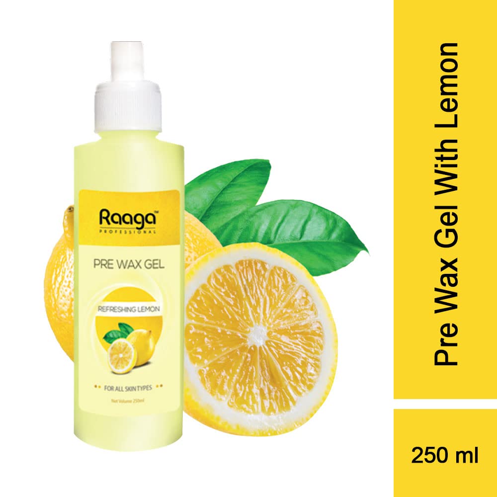 Raaga Professional Pre Wax Gel with Refreshing Lemon and Cocoa Butter for All Skin Types | Prepares Skin for Waxing and Smoother Hair Removal (250 ml)