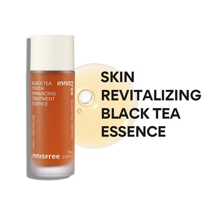 Innisfree Black Tea Treatment Essence - 75ml for Anti-Wrinkle Effect - Evens Out Skin Tone, Korean Skincare