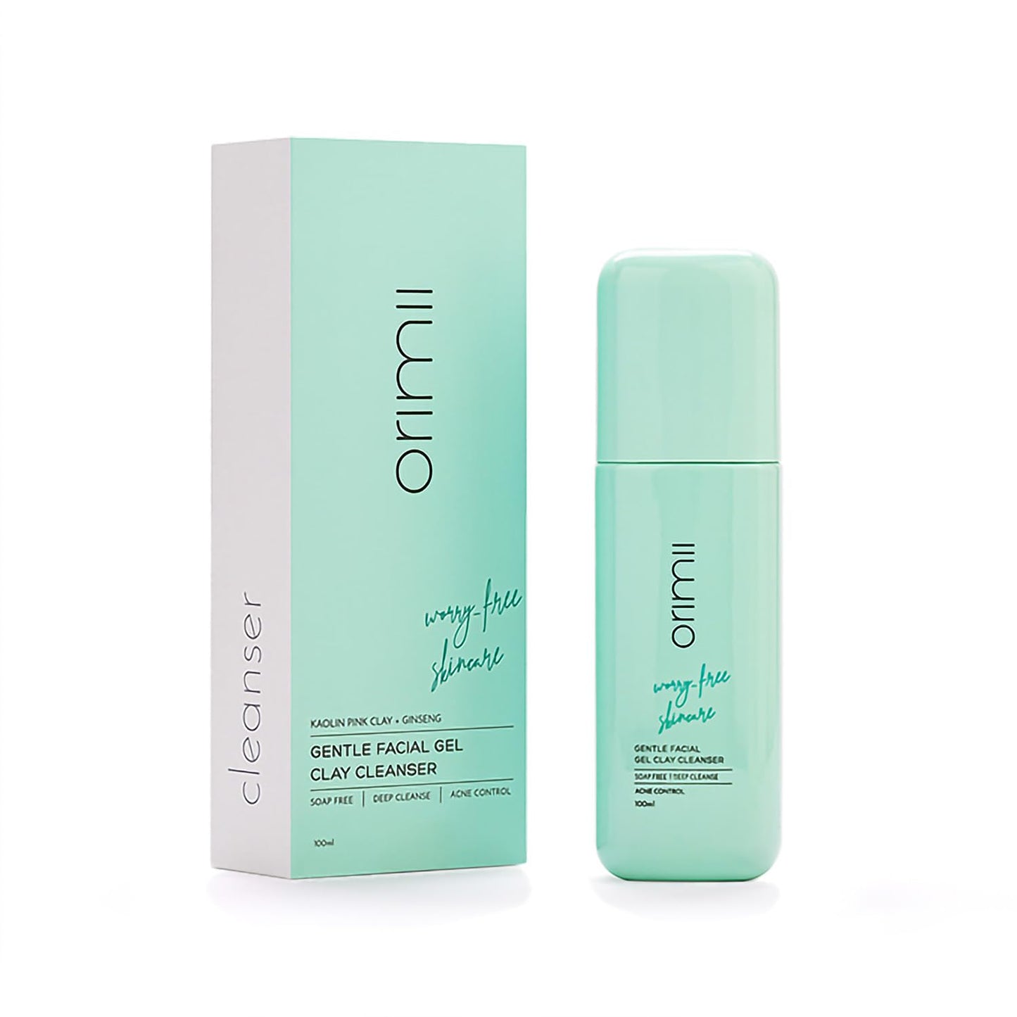 Orimii Gentle Facial Cleanser For Oily Skin | Deep Cleansing Face Wash With Pink Kaolin Clay that Controls Sweat & Acne| Soap Free, Non Comedogenic & Sulphate Free 100ml
